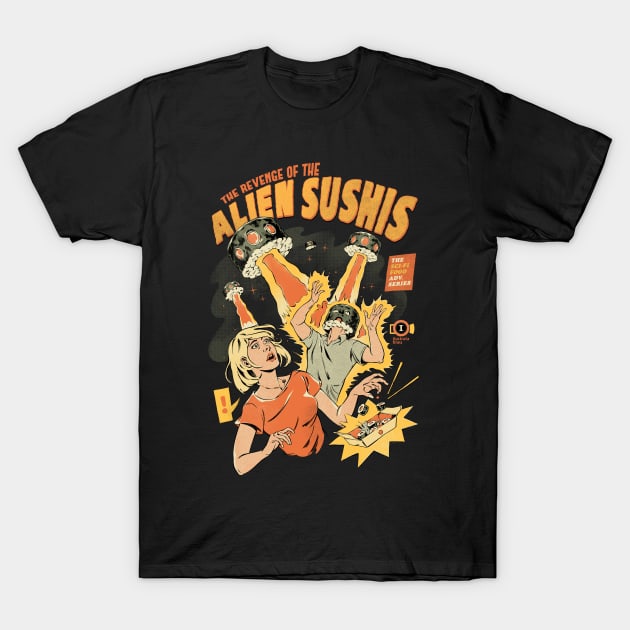 Alien Sushis - Black version T-Shirt by Ilustrata